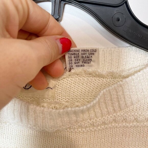 the Denver Womens 90s Vintage Pullover Knit Sweater Ivory M Ribbed Long Sleeve - Picture 4 of 7